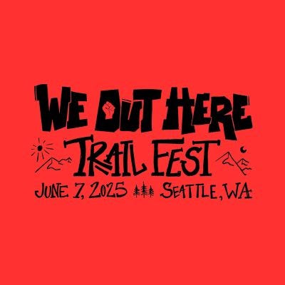 The logo for We Out Here Trail Festival.