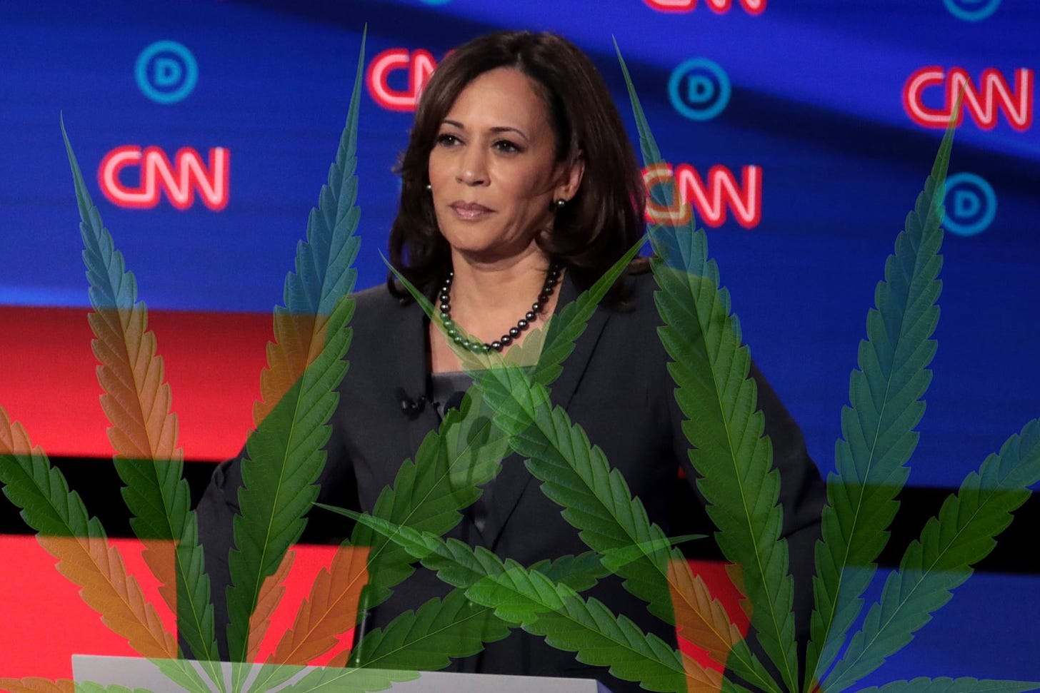 DETROIT, MICHIGAN - JULY 31:  Democratic presidential candidate former Vice President Joe Biden (L)  speaks while Sen. Kamala Harris (D-CA) listens during the Democratic Presidential Debate at the Fox Theatre July 31, 2019 in Detroit, Michigan.  20 Democratic presidential candidates were split into two groups of 10 to take part in the debate sponsored by CNN held over two nights at Detroit’s Fox Theatre.  (Photo by Scott Olson/Getty Images)