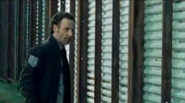 creepy rick grimes listening to zombie in the walking dead 2015