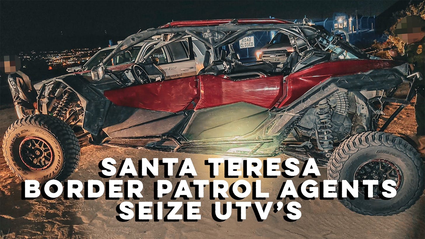 This UTV was seized by Border Patrol Agents assigned to the El Paso Sector's Santa Teresa station last year.