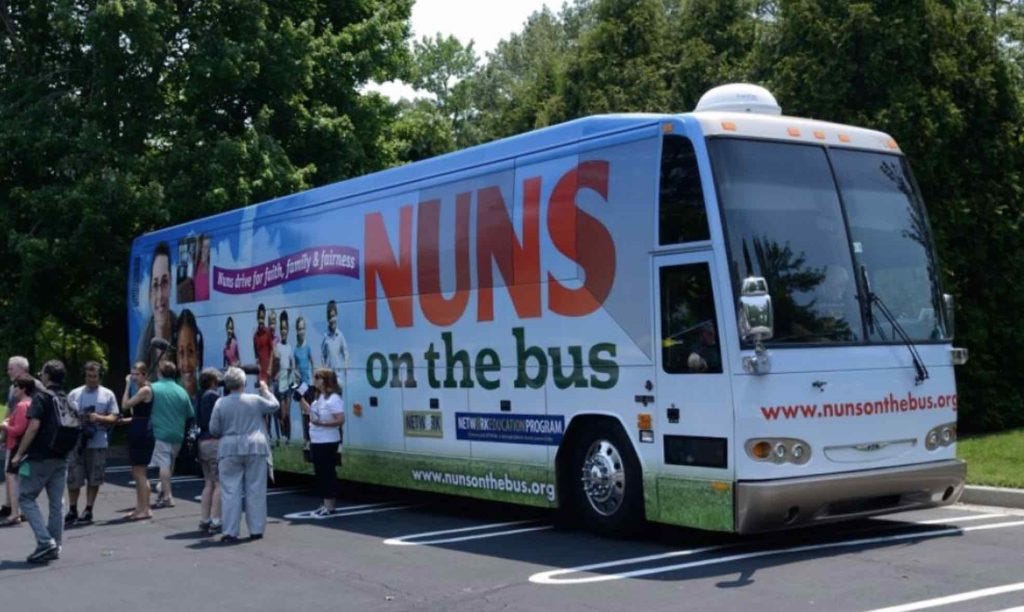 NETWORK’s Nuns on the Bus are hitting the road along with their multifaith and secular partnerson a nation-side, nonpartisan “Vote Our Future” tour. They are calling on Catholics and all people of goodwill to be multi-issue voters and to protect the freedoms.