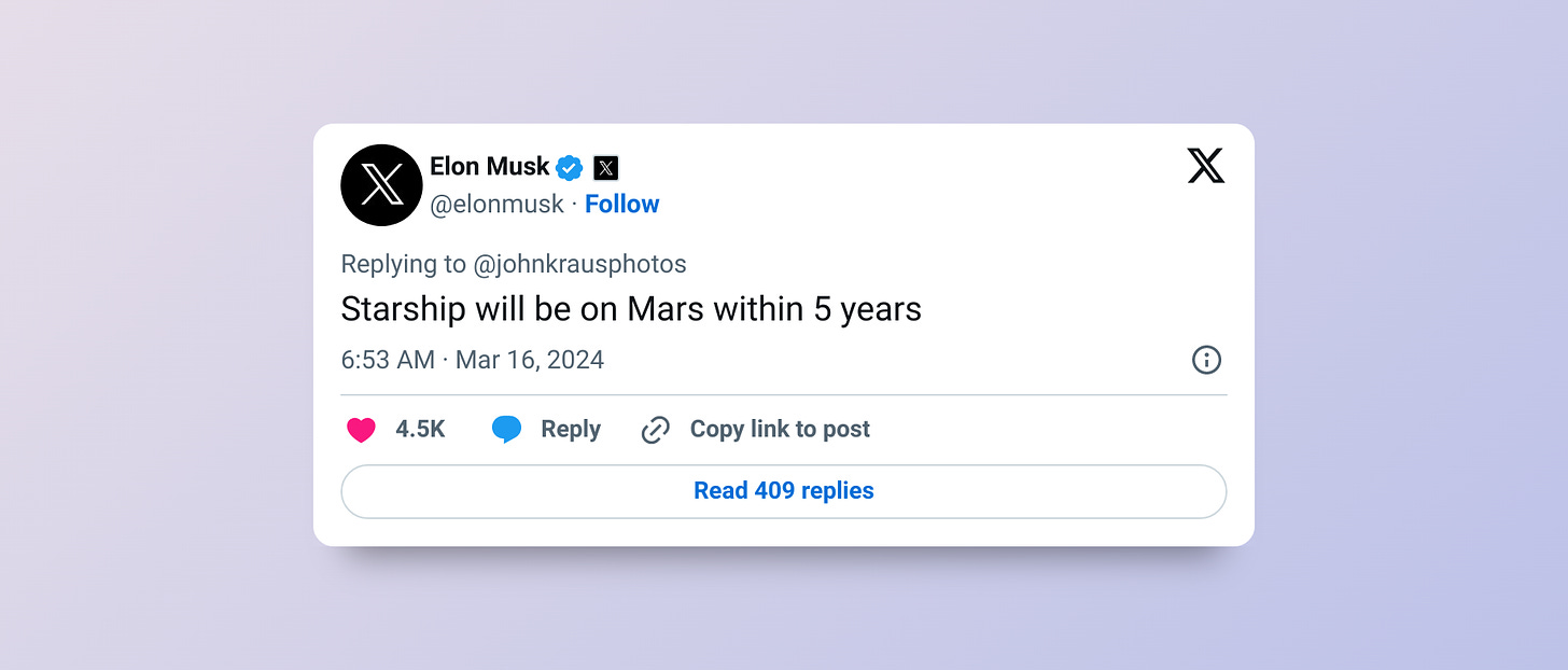 Can Starship reach Mars in 5 years? Musk makes a bold prediction!