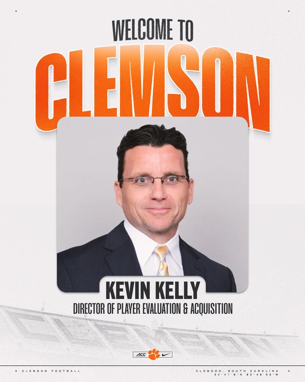 Clemson Adds Kevin Kelly as Director of Player Evaluation & Acquisition