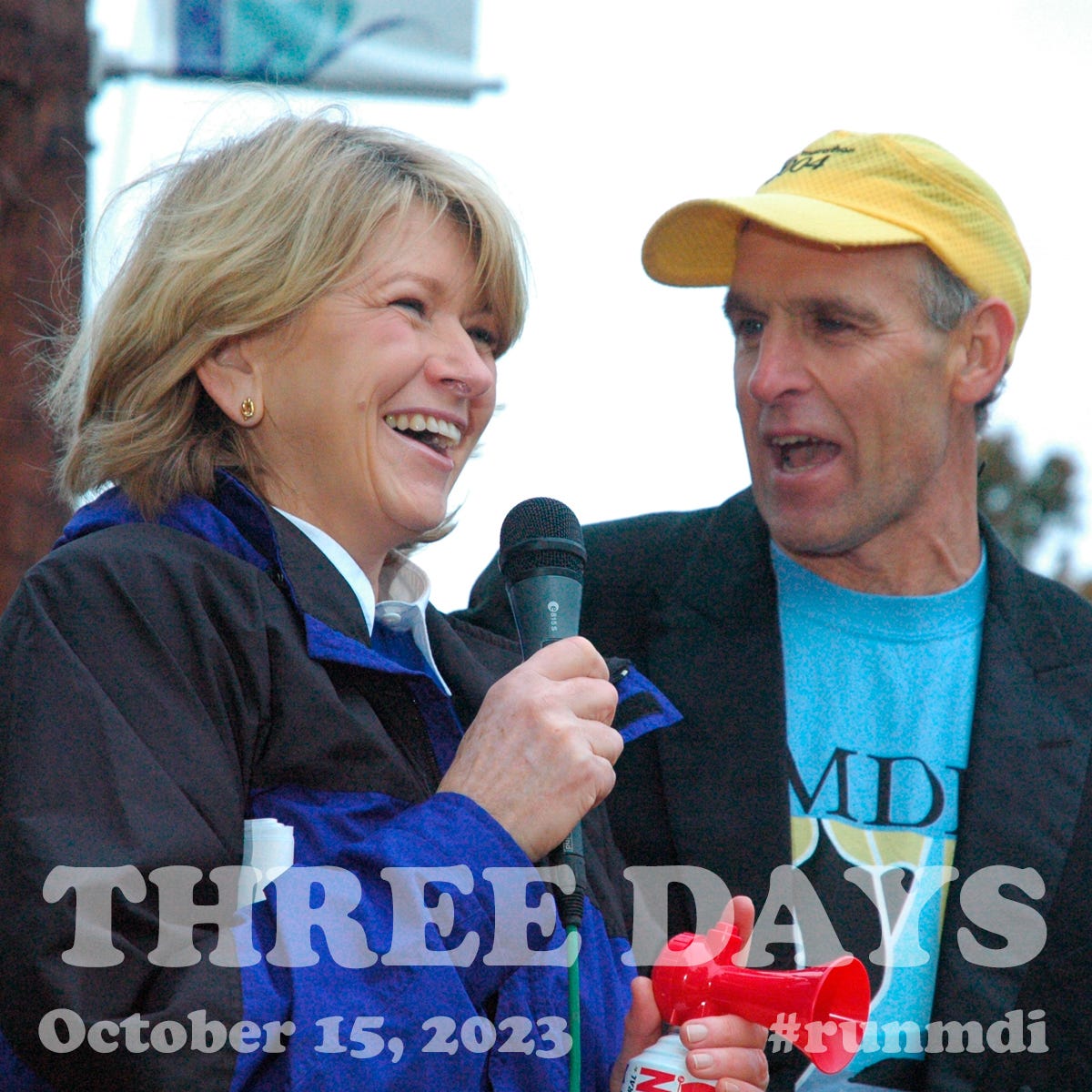 May be an image of 2 people, people smiling, people standing and text that says 'MD THREEDAYS October 15, 2023 runmdi'