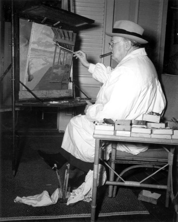 Former Prime Minister Winston Churchill at his Easel