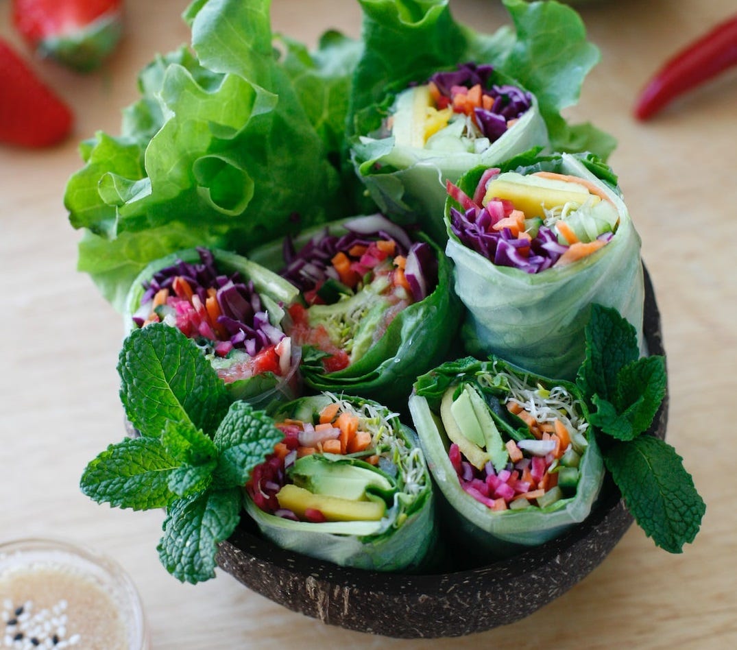 Veggie salad rolls.