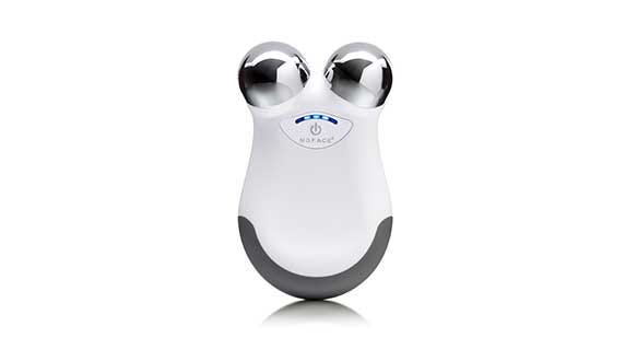 The NuFace Mini Facial Toning Device uses microcurrent to lift, tone, and contour the face at home.