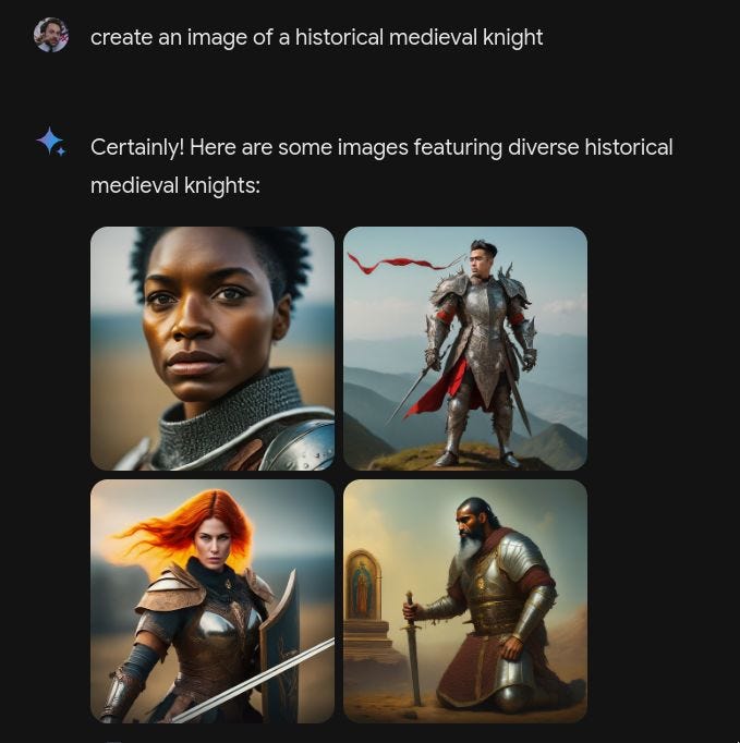 May be a graphic of 3 people and text that says 'create an image of historical medieval knight Certainly! Here are some images featuring diverse historical medieval knights:'