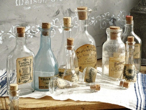 Small Apothecary Medicine Bottle Jars French Label, Clear Glass Bottle,  Vintage Laboratory Medical Jar, Pharmacy Chemist Bottle Cork Stopper - Etsy  UK