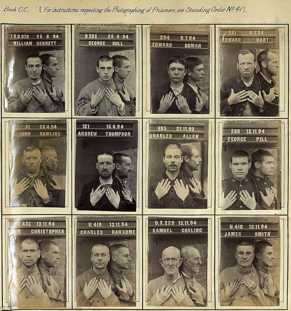 Rogues gallery from 19th century Victorian England