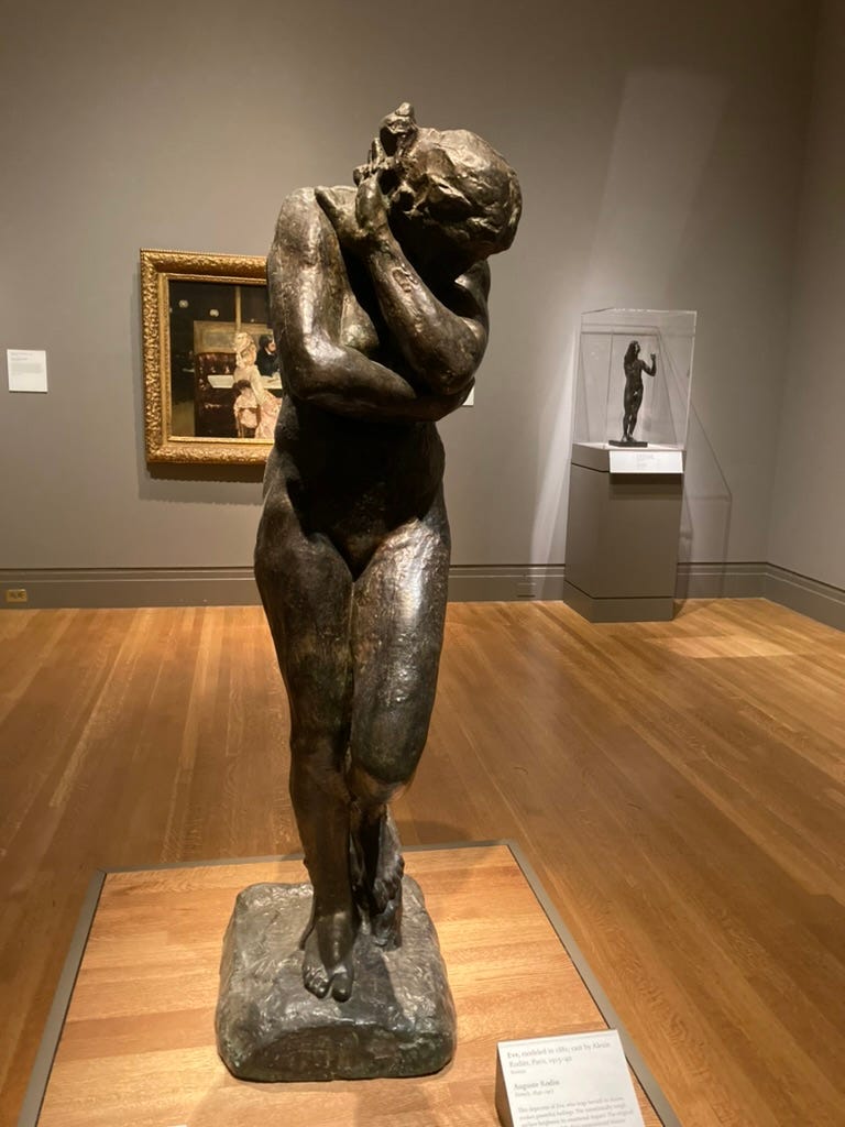 sculpture of Eve by Rodin, front facing