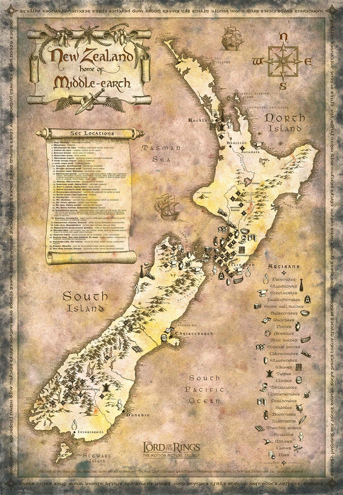 Looking for a Middle Earth style map of New Zealand : r/lotr