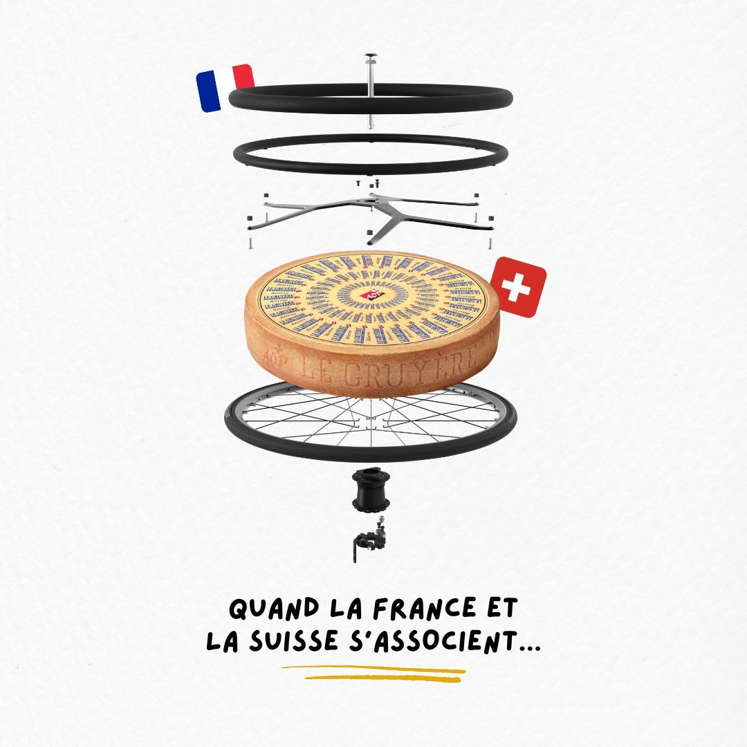 dessin representant un meule de fromage au milieu d'une roue