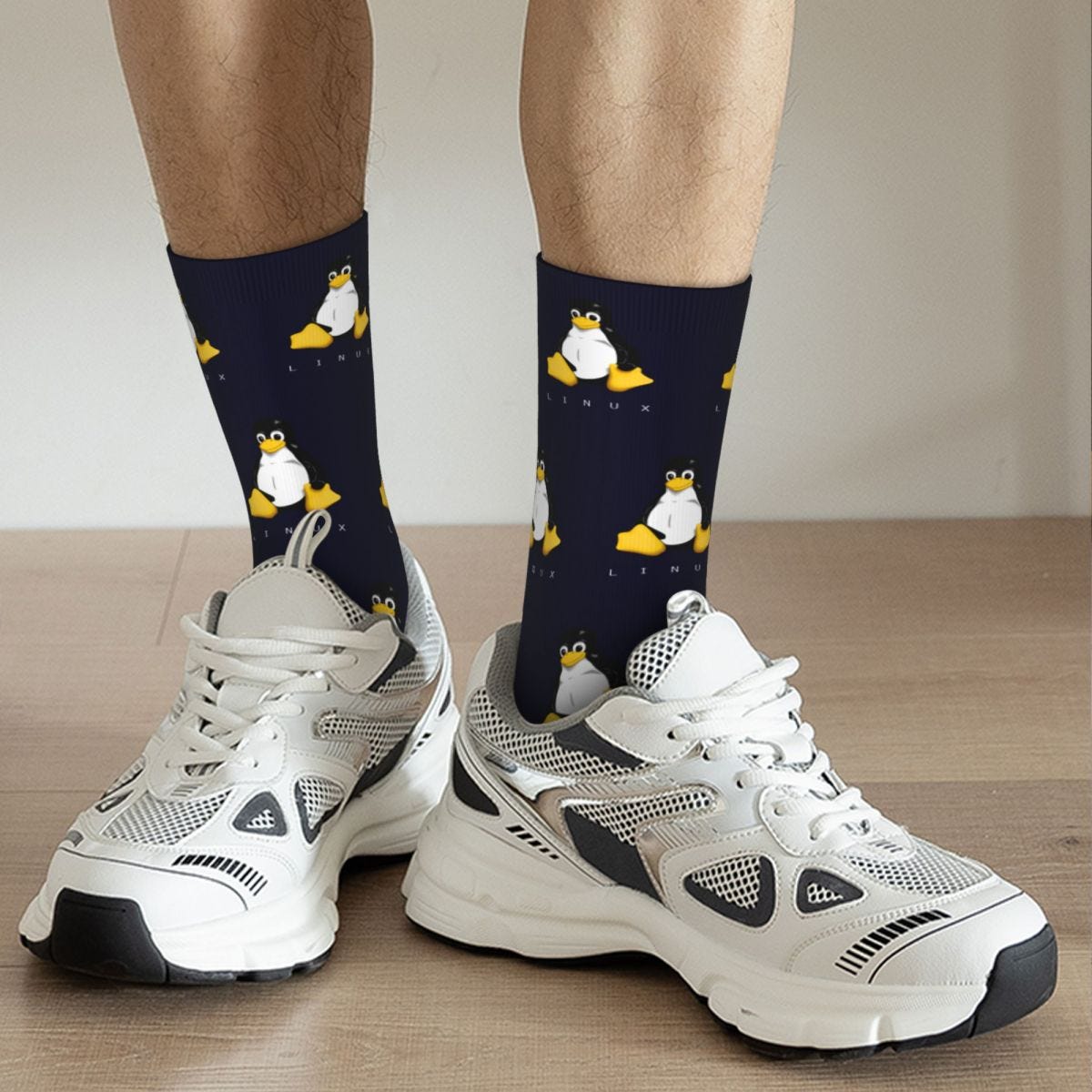 Chaussettes de basket-ball Linux unisexes, Tube central en Polyester,  absorbant la sueur