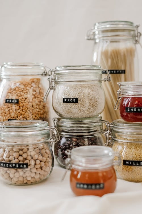 Free Clear Glass Jars Filled With Cereals Stock Photo