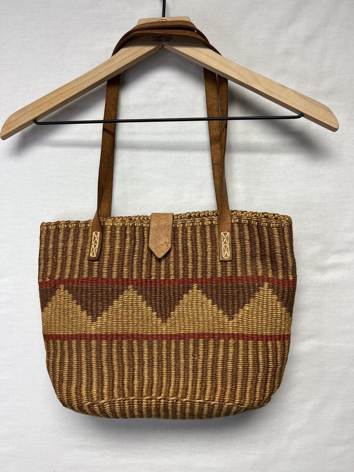 Vintage Woven Straw Rattan Hobo Bag Boho Shoulder Purse Handbag W Leather Straps - Picture 3 of 8