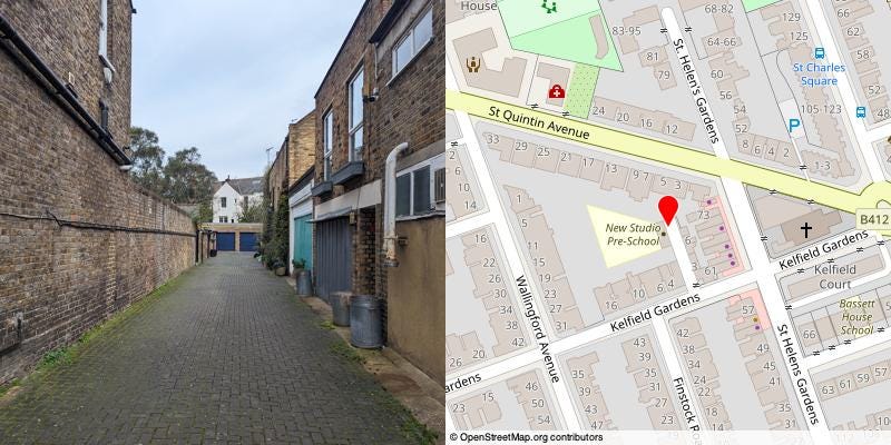 A picture and map of the mews