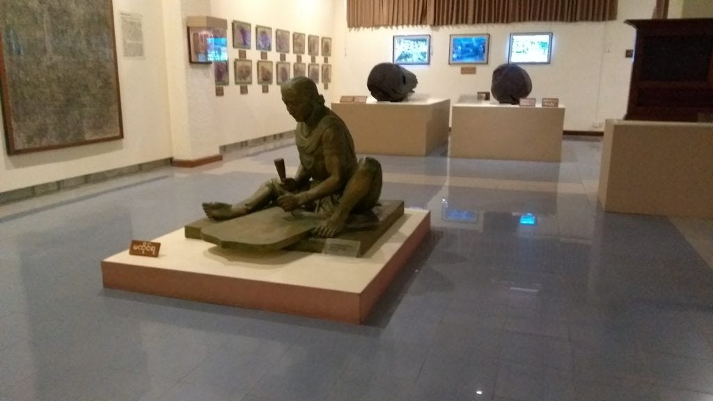 Statue and exhibits in the National Museum