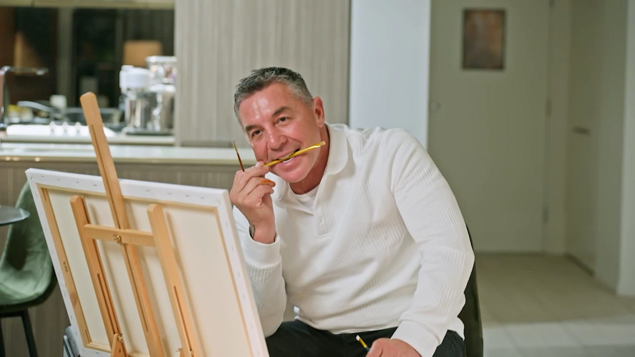 MAFS' Tony during Morena's painting challenge she set as part of intimacy week.