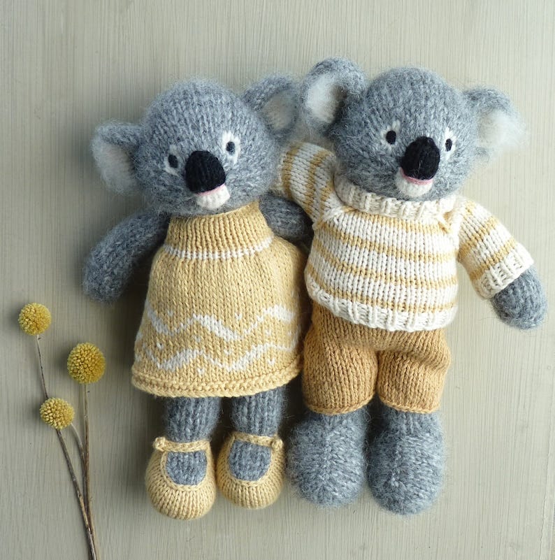 Toy knitting pattern for a koala in a sweater and shorts 9 inches tall, instant digital download PDF file image 4