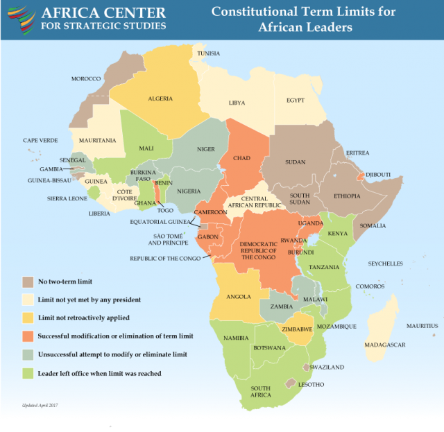 A map of term limits across Africa