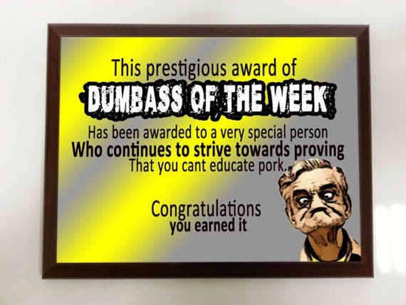 Items similar to Award plaque for being a dumbass on Etsy