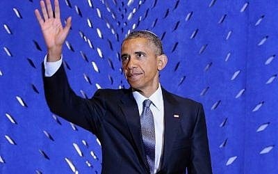 U.S. President Barack Obama delivers remarks in celebration of Jewish American Heritage Month at Adas Israel Congregation May 22, 2015 in Washington, DC. (Chip Somodevilla/Getty Images/AFP)