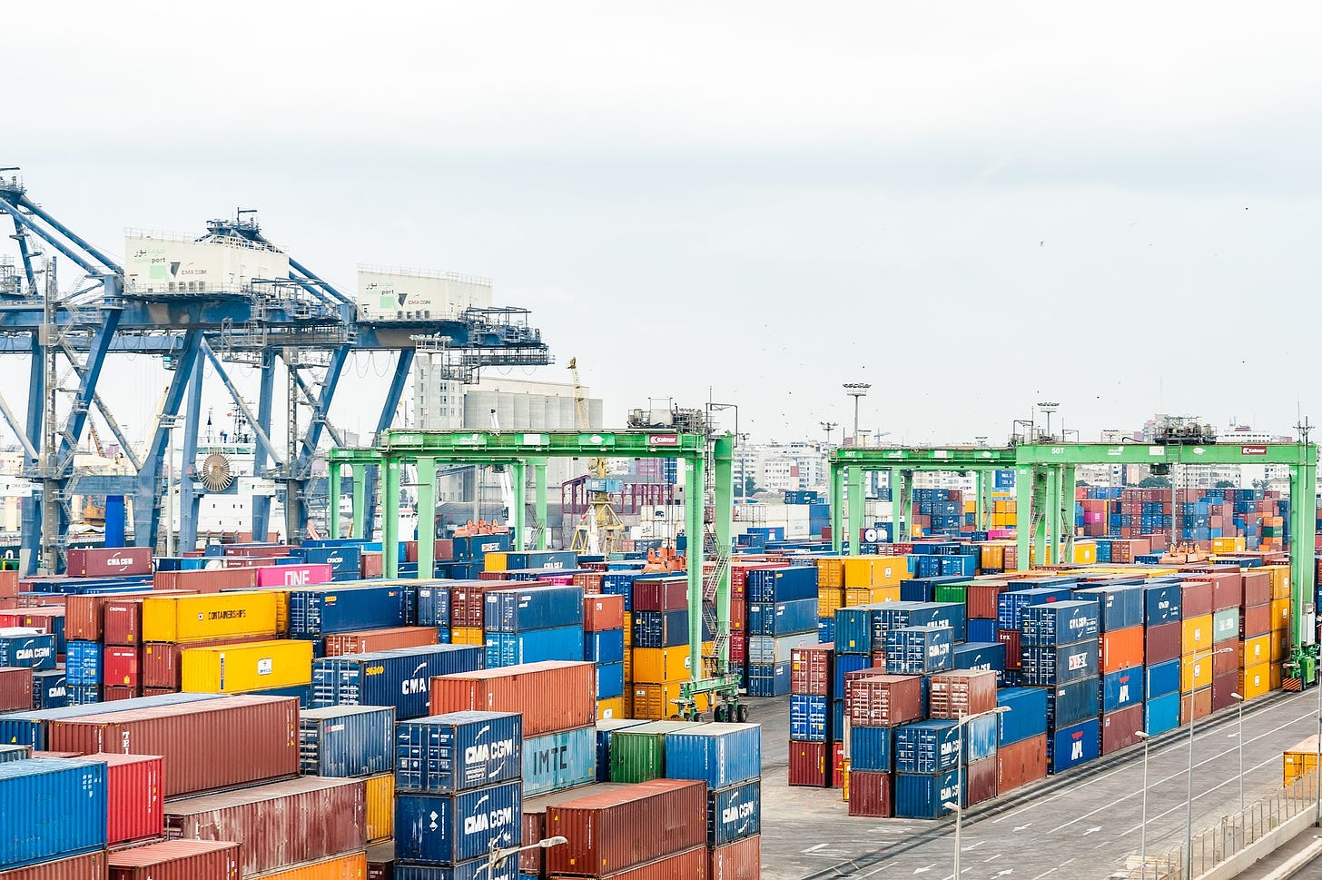 Containers at a port
