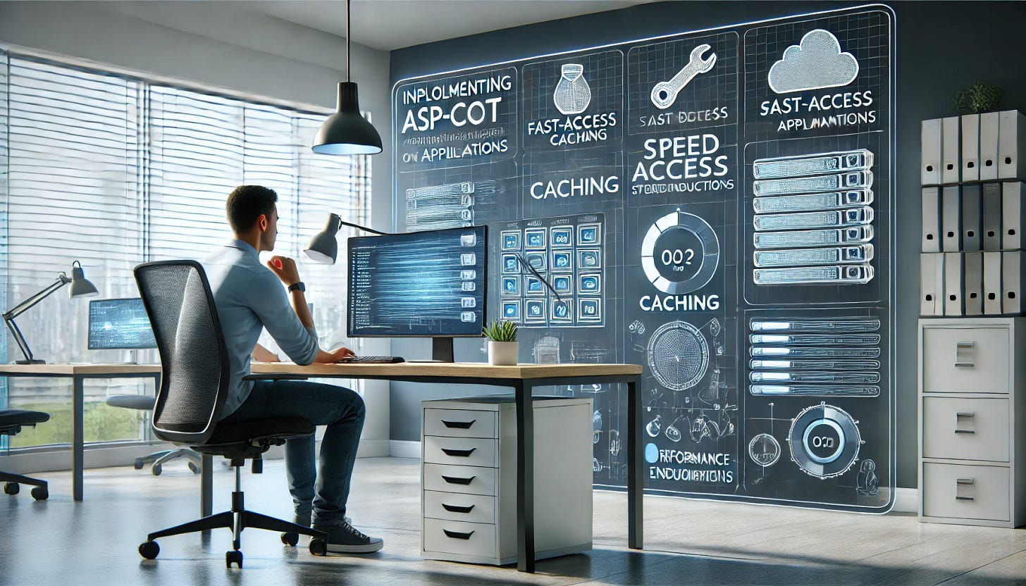 Realistic image of a developer working on caching and performance optimization in ASP.NET Core.