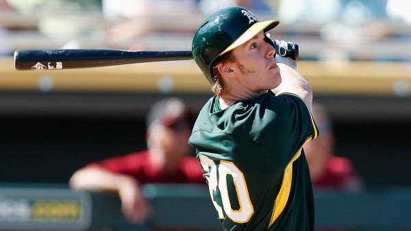 mark canha hitting for oakland athletics 2015