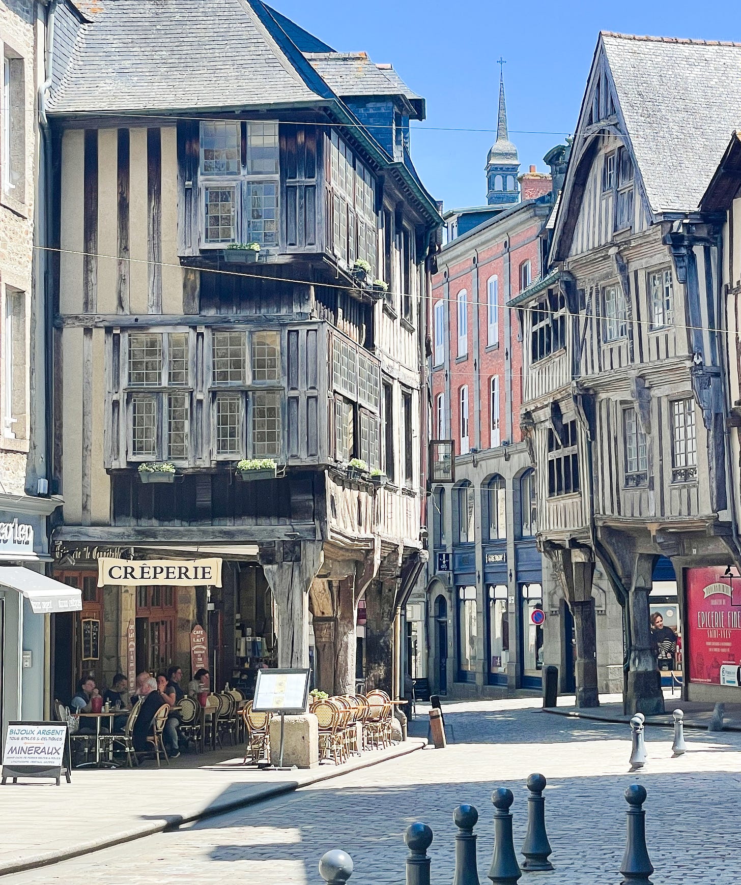 Street scene in Dinan, France.