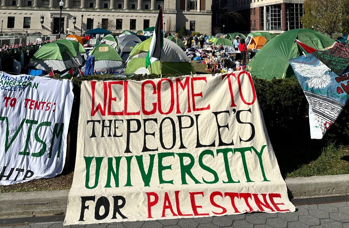 A student pro-Palestine encampment at Columbia University in New York City is shown here. (Photo courtesy of Kianna Pete)