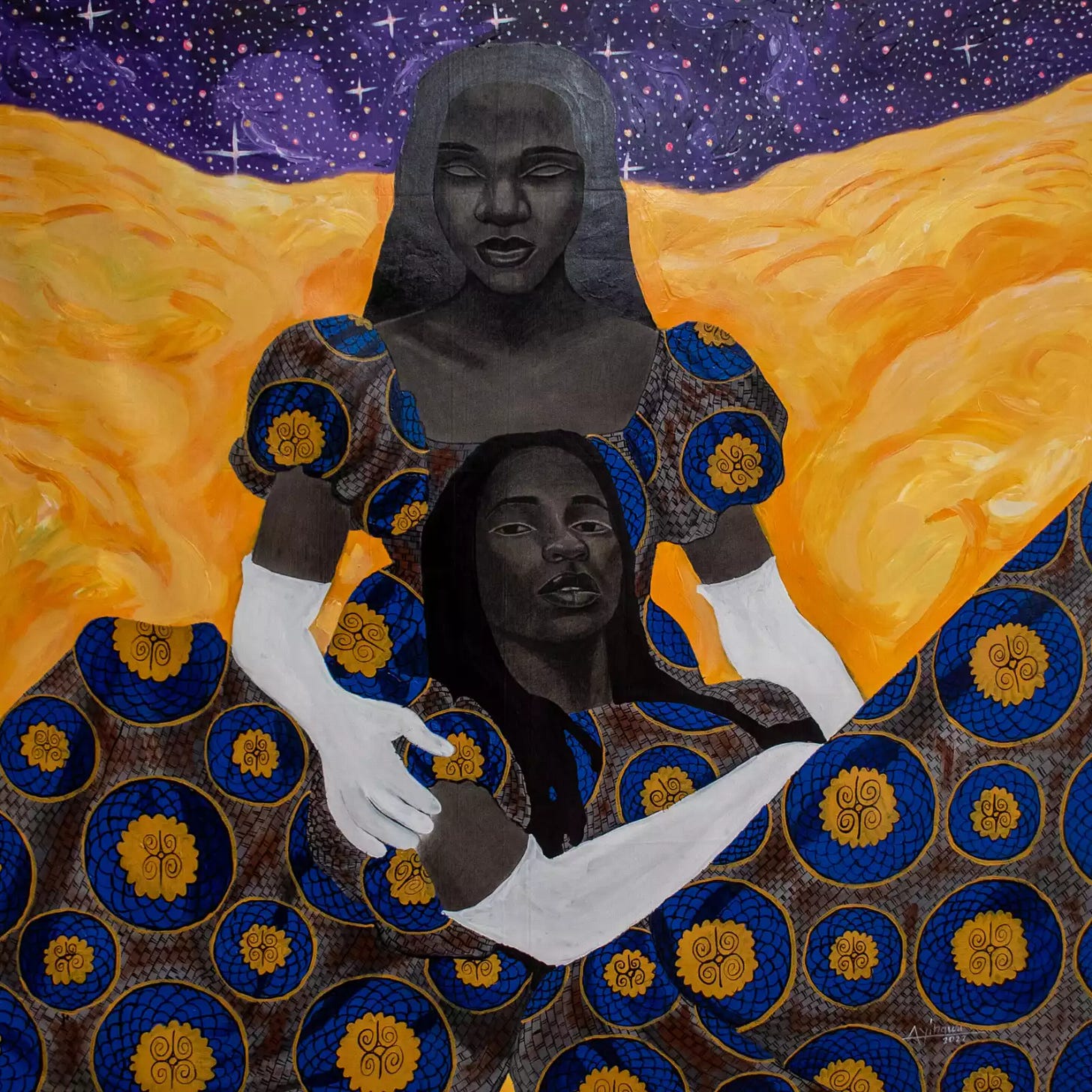 Portrait by Paul Ayihawu showing a subject with an introspective gaze and heavy brushwork. Evokes the internal reckoning that often precedes a friendship breakup—the moment when one begins to see the imbalance clearly.