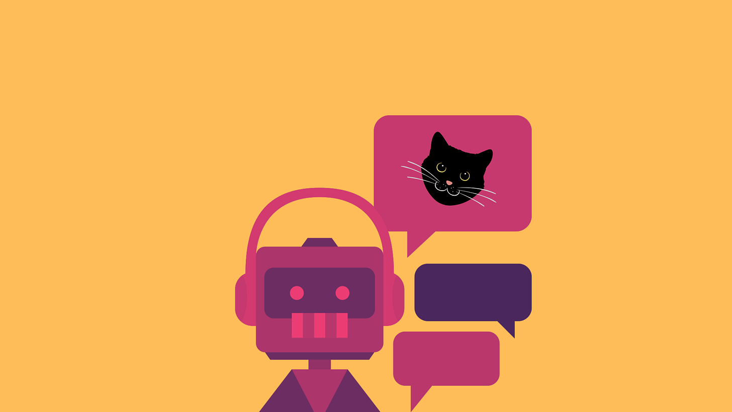 Image of chatbot and cat face