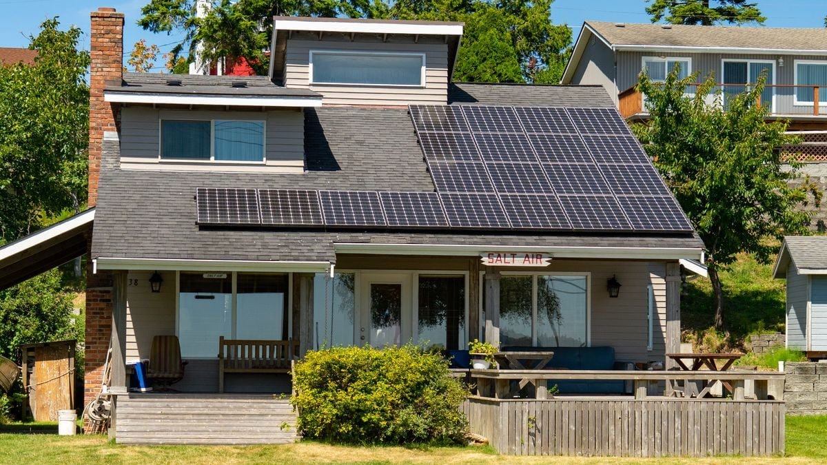Solar panels on a home in Washington state.