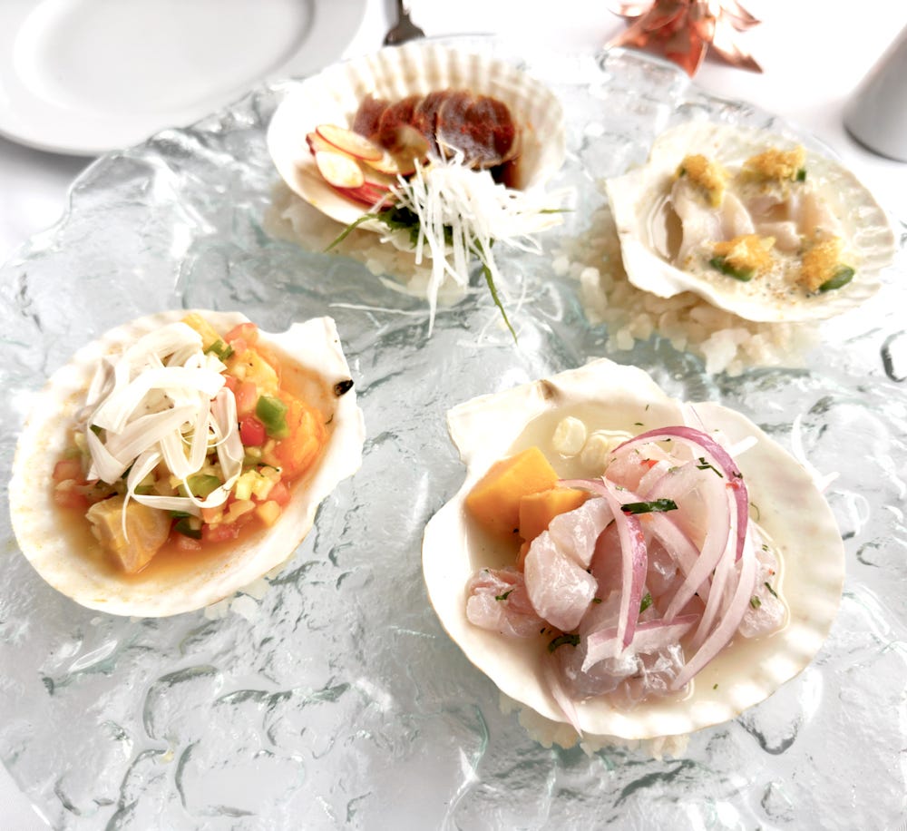 The Ronda Marina at La Rosa Nautica offers four diverse seafood dishes on one platter