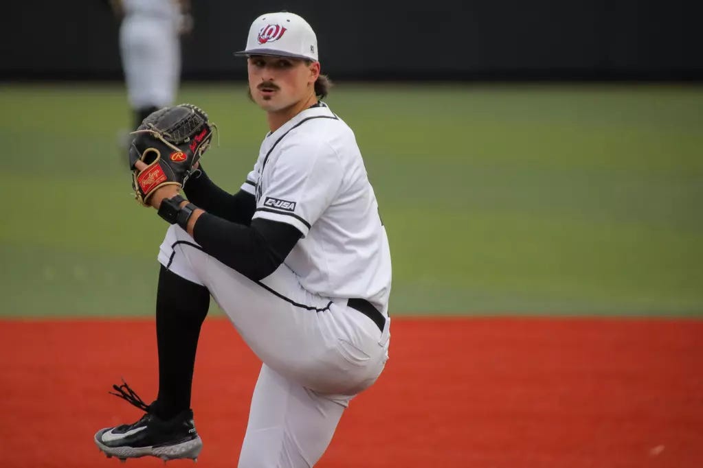 LIBERTY VS WKU GAME 1 - Image 22: Pitcher Jack Bennett of the WKU  Hilltoppers at Nick Denes Field on April 9, 2024 in Bowling Green, KY.  (Photo by Evan Brown/WKU Athletics) - Western Kentucky University