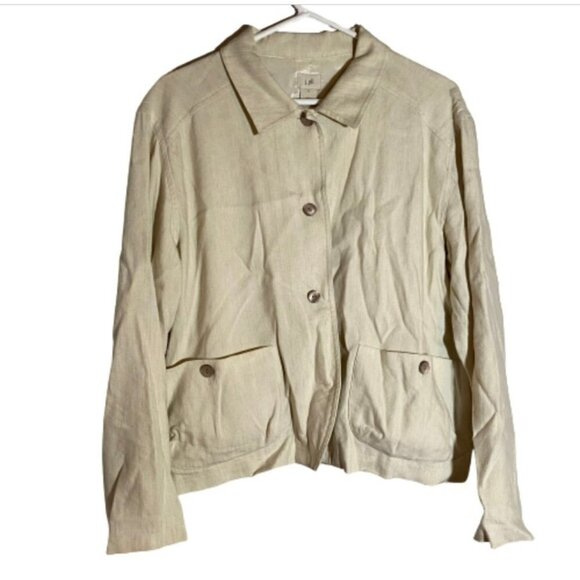 J.Jill Vintage Linen Blend Button Down Shirt Cream - Picture 1 of 6