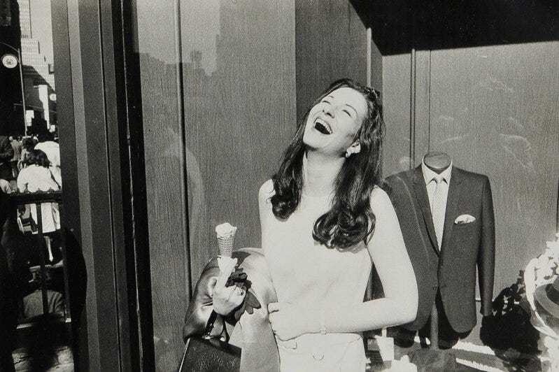 Garry Winogrand | Laughing Woman with Ice Cream Cone, from the series Women  Are Beautiful (1968-printed later) | Artsy
