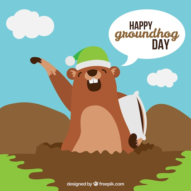 Free vector great background of groundhog yawning