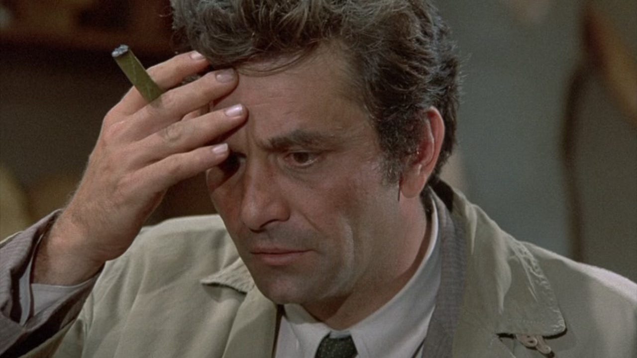 Peter Falk as Columbo, Looking Confused