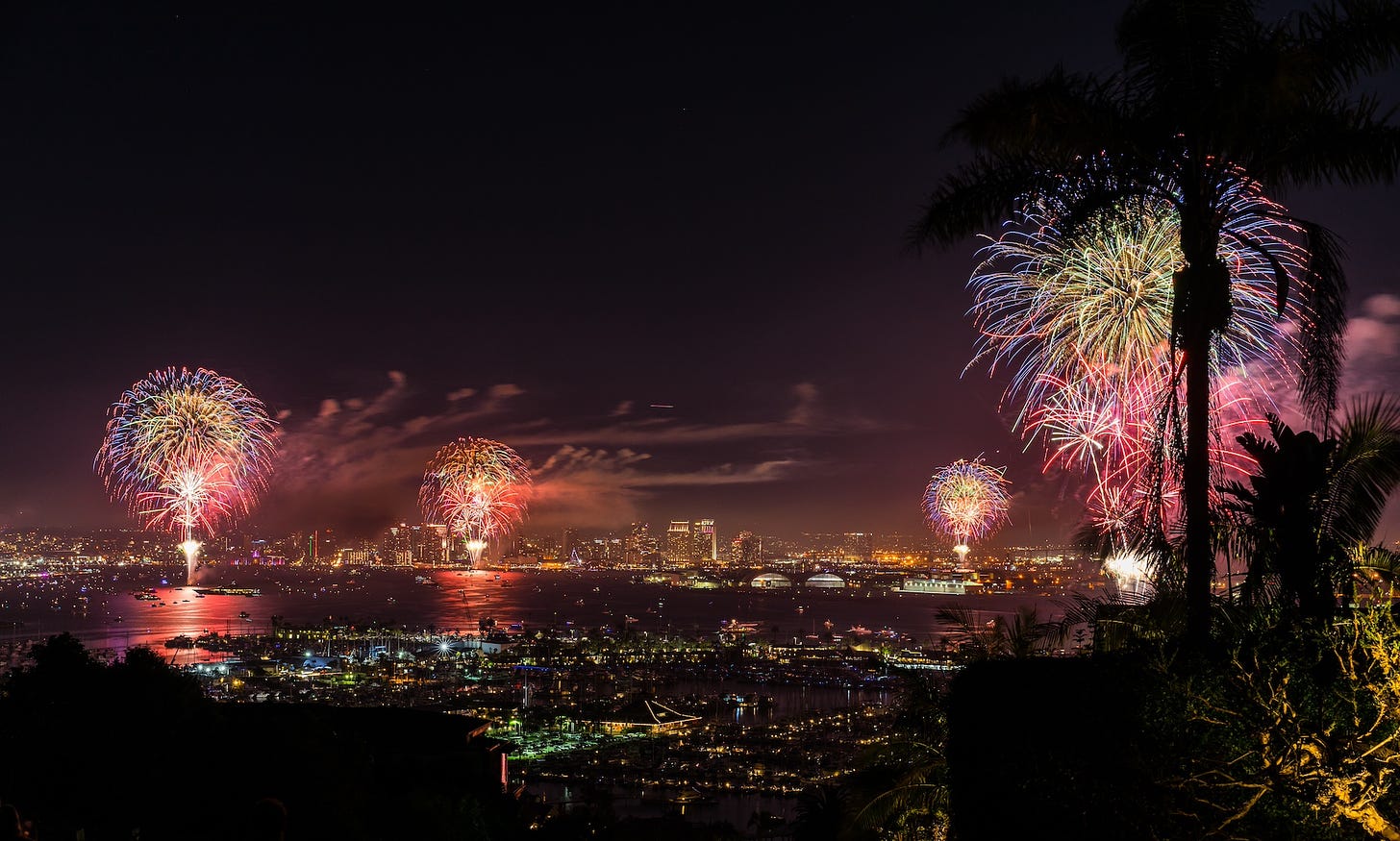 The view of the Big Bay Boom in San Diego. Many North County cities also host firework shows celebrating the founding of the U.S. Courtesy image