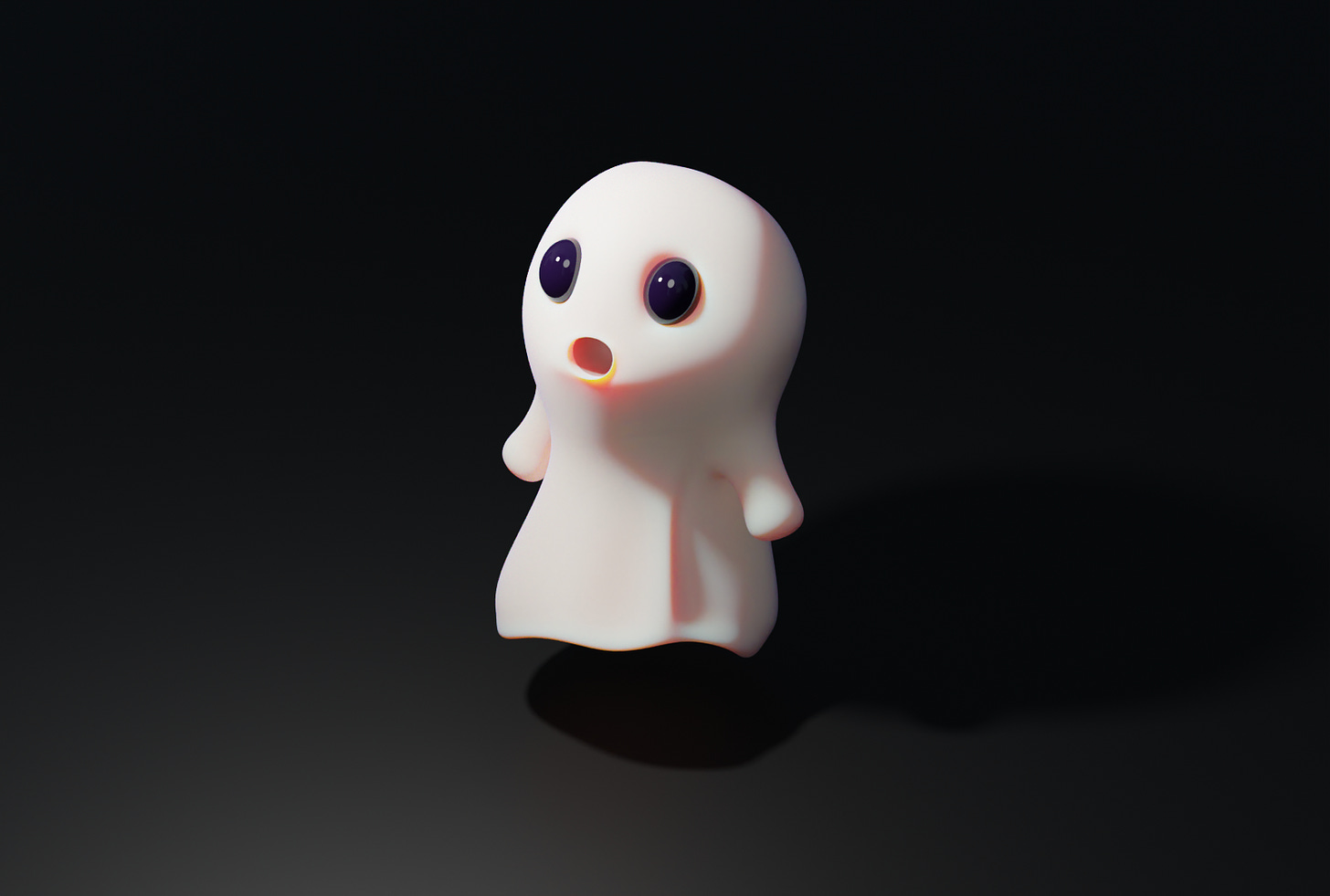 3D render of a scared-looking ghost