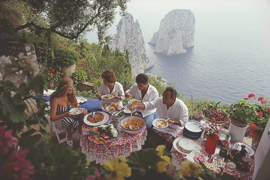 Dining Al Fresco On Capri Photograph by Slim Aarons - Pixels