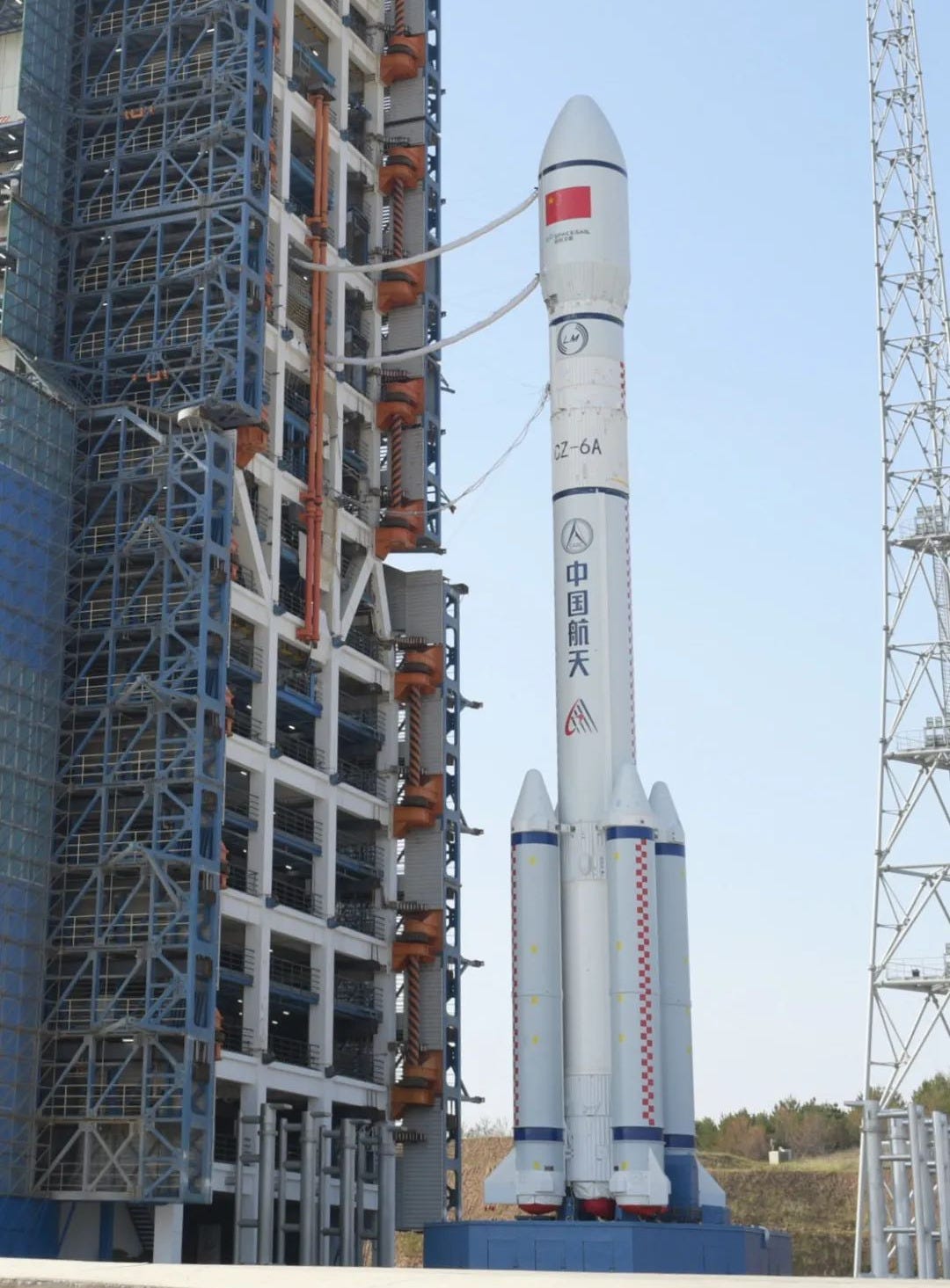 The Long March 6A Y20 vehicle at Launch Complex 9A ahead of launch.