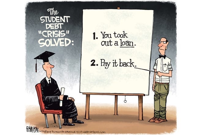 Rick McKee editorial cartoon: Student debt