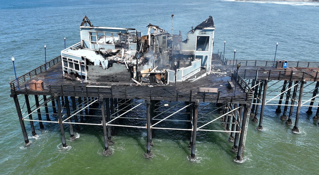 On Monday, construction crews will start the process to remove debris from the Oceanside Pier. Photo courtesy Terry Gorman Brown, city of Oceanside