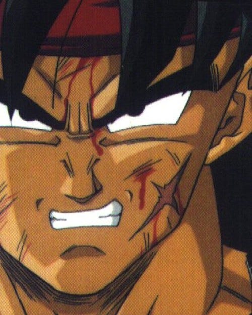 An image uploaded by intlxathlete on Nov 13, 2022. May present: gesture, art, painting, goku, frieza.