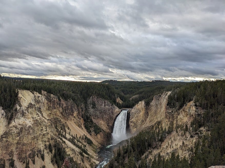 a canyon waterfalls in yellowstone national park