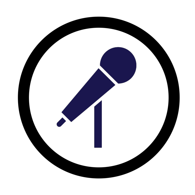 A blue microphone on a stand

Description automatically generated